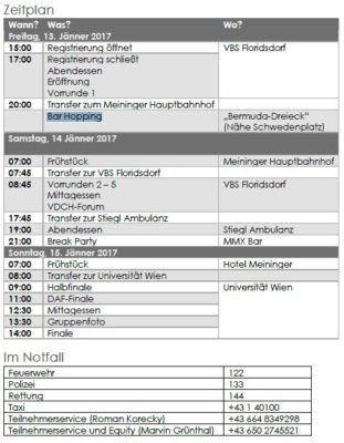 Zeitplan ZEIT DEBATTE Wien 2017